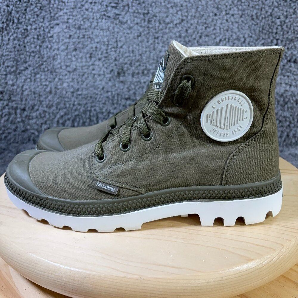 Palladium Pampa Hi Combat Boots Women Size 8 Olive Military Green Canvas Lace Up